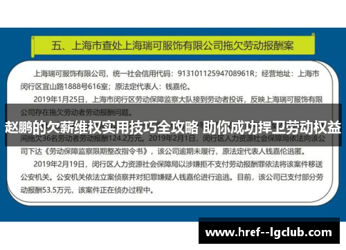 赵鹏的欠薪维权实用技巧全攻略 助你成功捍卫劳动权益